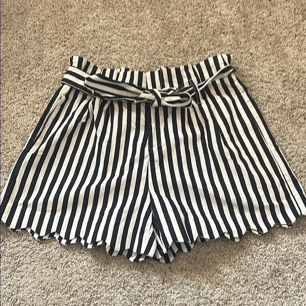 Striped Black and White Women's Shorts